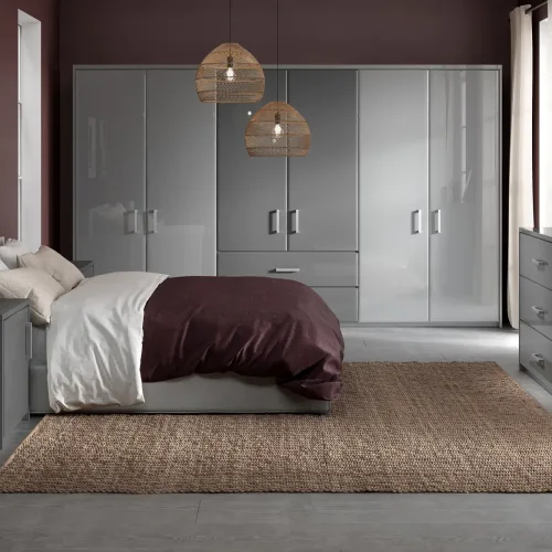 Gloss Grey fitted wardrobe